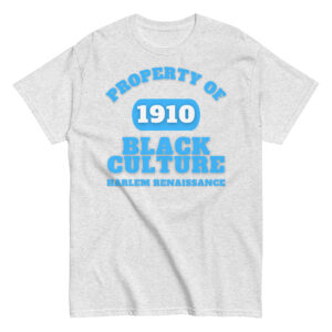 Men's classic tee Property-Of-Black-Culture-Alfa-Black(1910)Harlem-Renaissance-in-Light-Blue-Letters