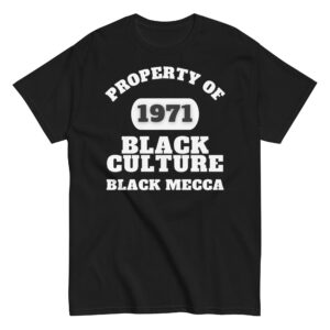 Men's classic tee Property-Of-Black-Culture-Alfa-(1971-Black-Mecca)-in-White-Letters