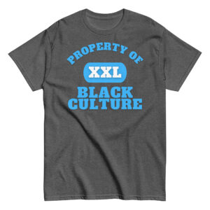 Men's classic tee Property-Of-Black-Culture-Alfa-in-Light-Blue-Letters