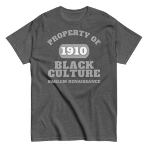 Men's classic tee Property-Of-Black-Culture-Alfa-Black(1910)Harlem-Renaissance-in-Gray-Letters