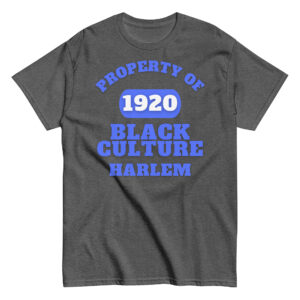 Men's classic tee Property-Of-Black-Culture-Alfa-(1920-Harlem)-in-Royal-Blue-Letters
