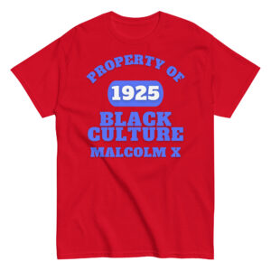 Men's classic tee Property-Of-Black-Culture-Alfa-(1925)-Malcom-X-in-Royal-Blue-Letters